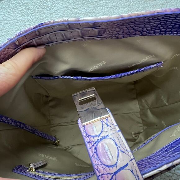 Brahmin Shira Bucket Bag Periwinkle Ombre Croc Embossed Leather - Picture 8 of 14